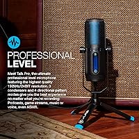 Vista 2 de JLab Talk Pro USB Microphone, USB-C Output, Cardioid, Omnidirectional, Stereo, Bidirectional, 192k Sample Rate, 20Hz-20kHz Frequency Response