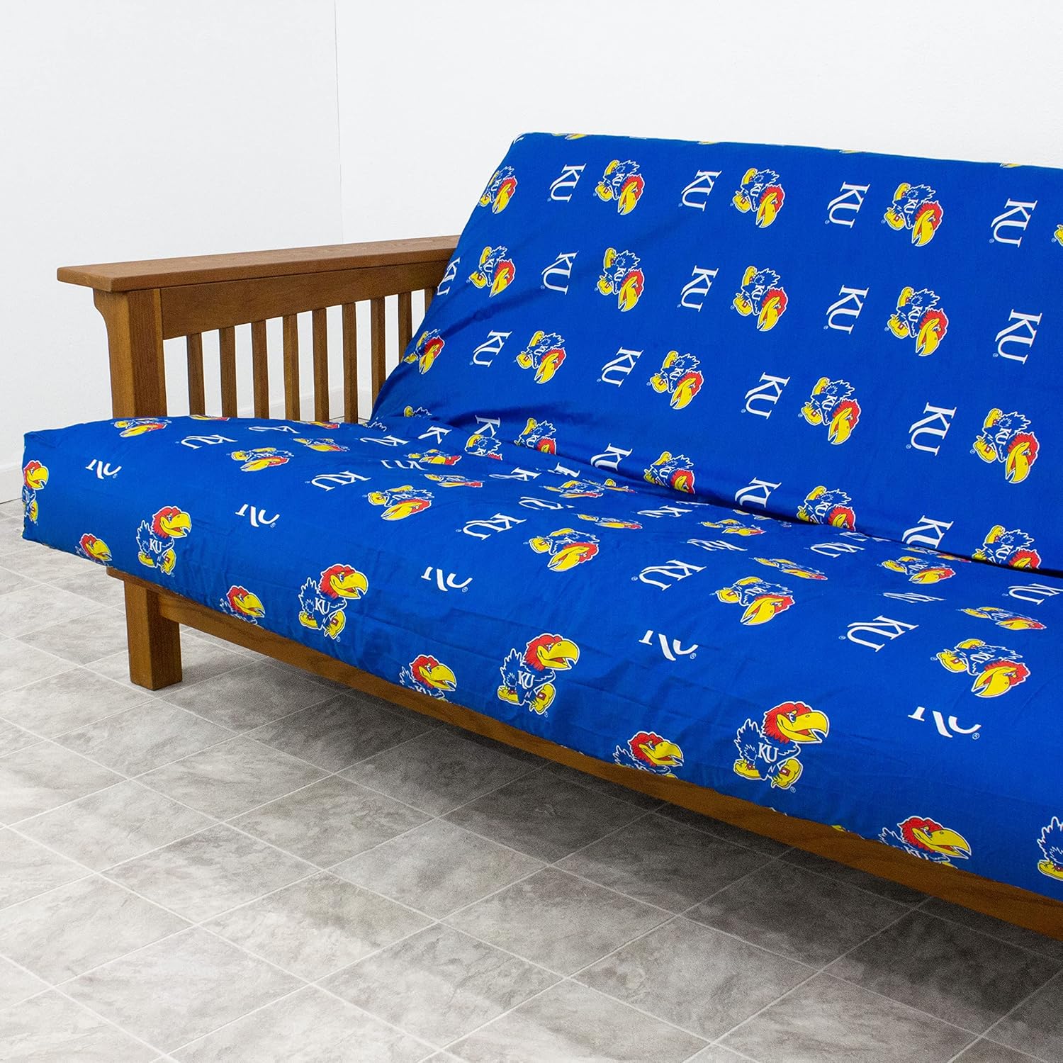 College Covers Everything Comfy Kansas Jayhawks Futon Cover, Full (54" x 76" x 6") Size Fits 6" and 8" Mats