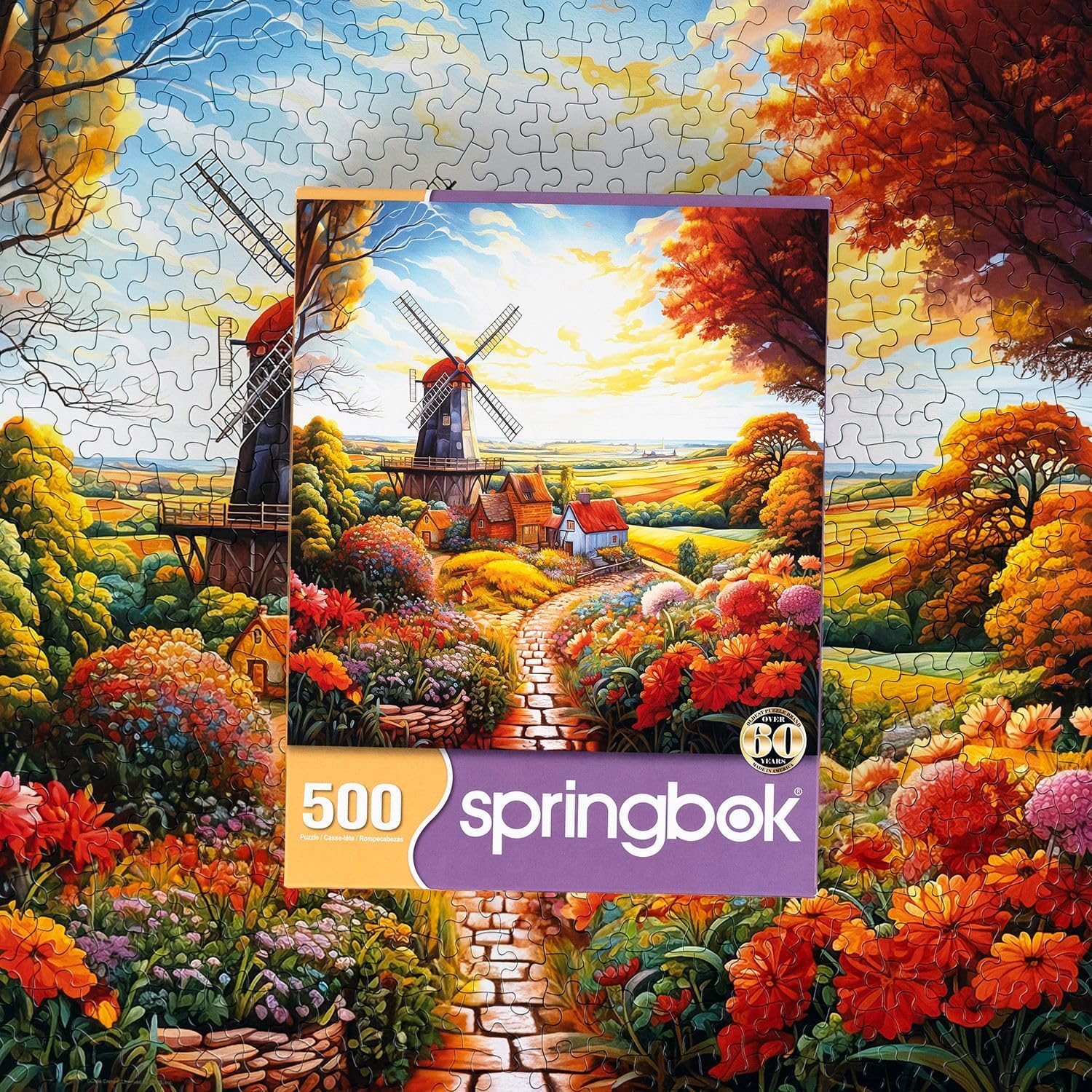 Springbok's Windmill on The Farm 500 Piece Puzzle for Adults is a Celebration of Fall on The Farmstead