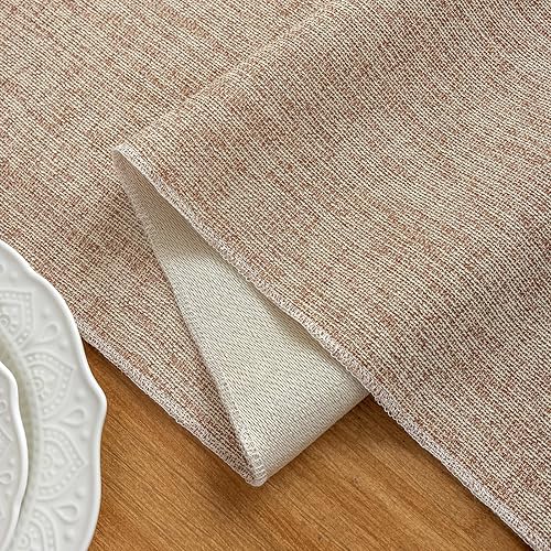 Miniatura 4 de Laolitou Camino de mesa marrón claro de 90 pulgadas de largo, camino de mesa bohemio de granja, textura de lino de arpillera, decoración rústica de