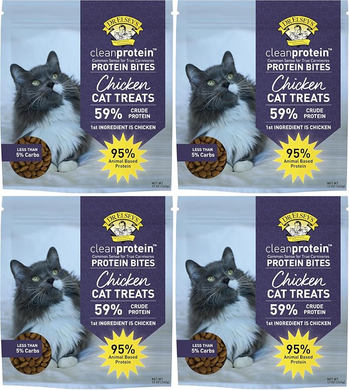 Petisco para Gatos Dr. Elsey's cleanprotein Chicken Protein Bites com Frango, 12 oz (Pacote com 4)