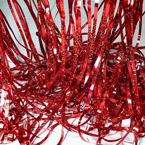 Miniatura 2 de Red Tinsel Curtain Party Streamer, Foil Curtain Backdrop Photo Booth Props for Birthdays Bridal Shower Valentines New Years Party Decorations - 2