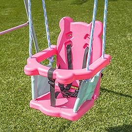 Sportspower FNS-003 My 1st Toddler Swing: Heavy-Duty Baby Indoor/Outdoor Swing Set with Safety Harness, Capacity - 50 lbs and Ages 9-36 Months, Pink/Pale Green