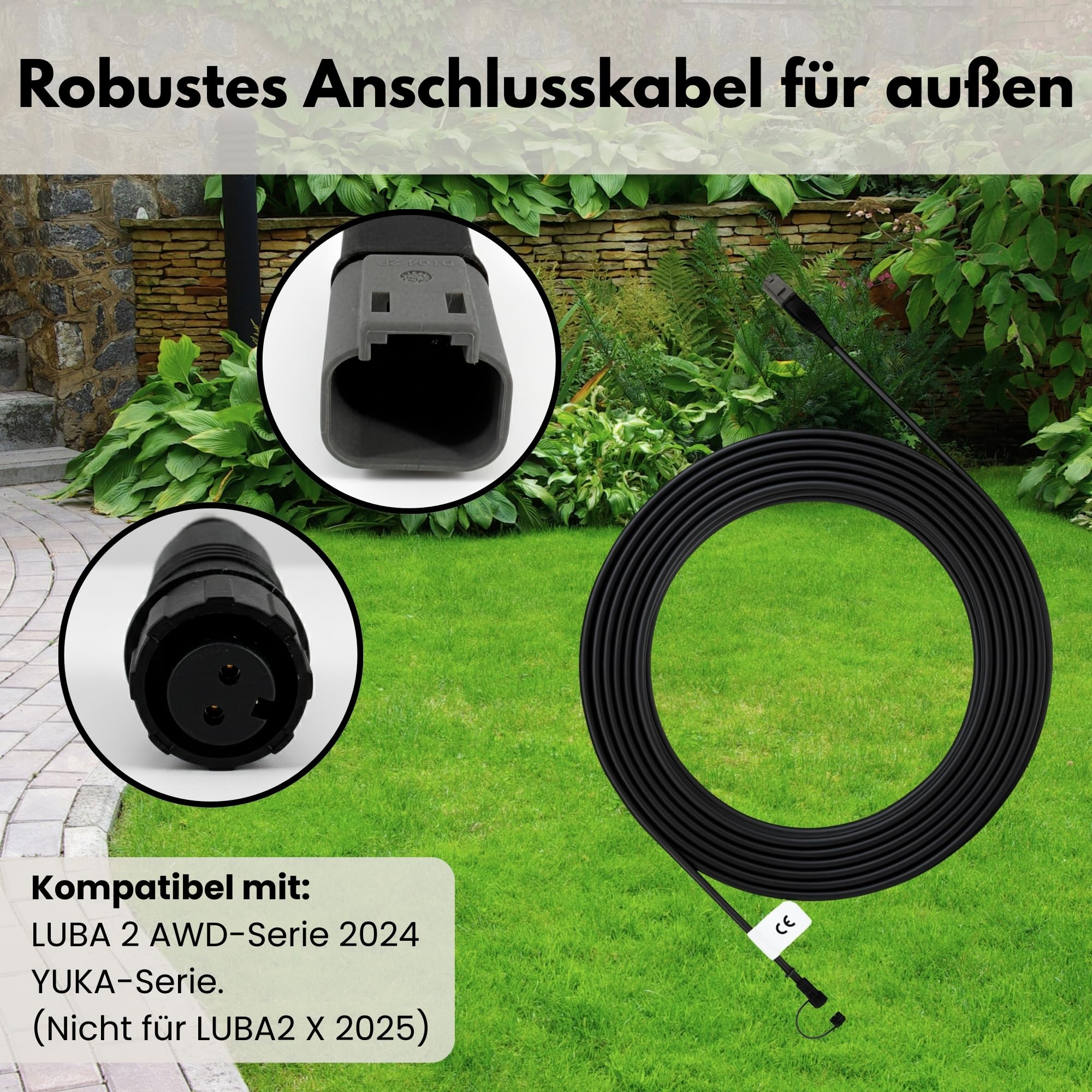 TronicXL Kabel przyłączeniowy 10 m pasujący do anteny Mammotion RTK Luba 2 AWD 2024 / YUKA stacja bazowa robot kosiarki I antena na dachu montaż na ścianie kabel