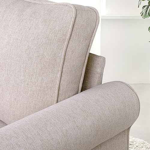 Miniatura 4 de Finnhomy Sofá biplaza de tela de 55 pulgadas con reposabrazos cuadrados de mediados de siglo, moderno sofá pequeño tapizado para sala de estar,