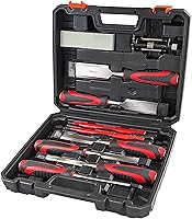 Vista 1 de Juego de cinceles de madera de 10 piezas, cinceles para tallar madera con guía de afilado, lápices de carpintero y piedra de afilar, acero CR-V