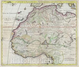 Historic Map : West Africa: Guniea, Benin, Morocco, Triopoli, De L'Isle, 1707, Vintage Wall D?or : 24in x 20in