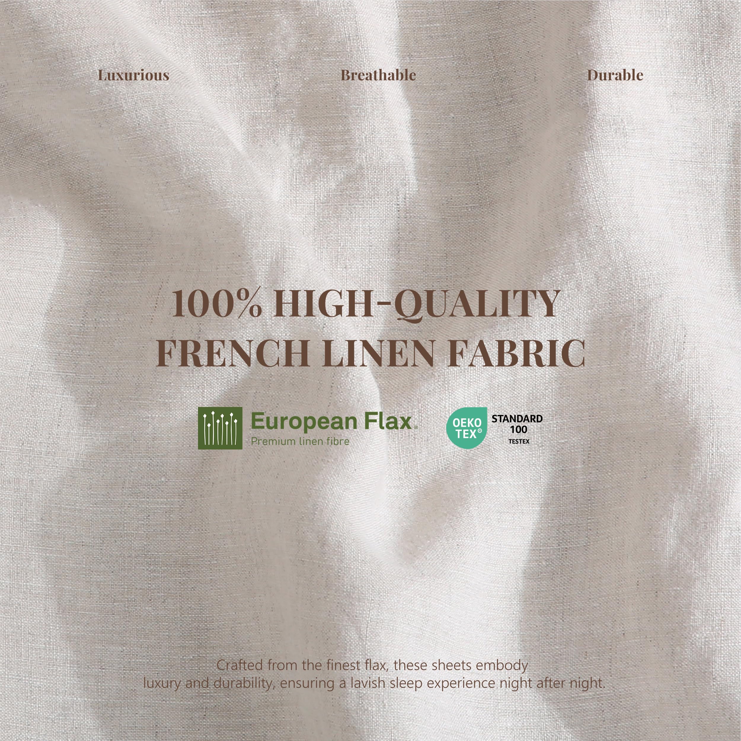 Spannbetttuch, 100 % französisches Leinen, weich, atmungsaktiv (Natur, King-Size) | Flachs Linen Bettlaken, 190 x 203 cm, Matratzenbezug, 40,6 cm tief, steinfarben, Rundumgummi, 1 Spannbetttuch, Kingsize-Bett