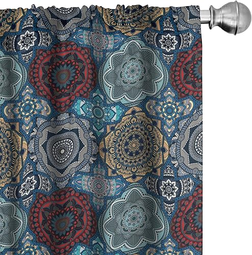 Miniatura 17 de Ambesonne - Cortinas de ventana de los 90, tema de los 90 con dispositivos de casa de estilo antiguo, patines en línea, zapatos de baile divertidos,