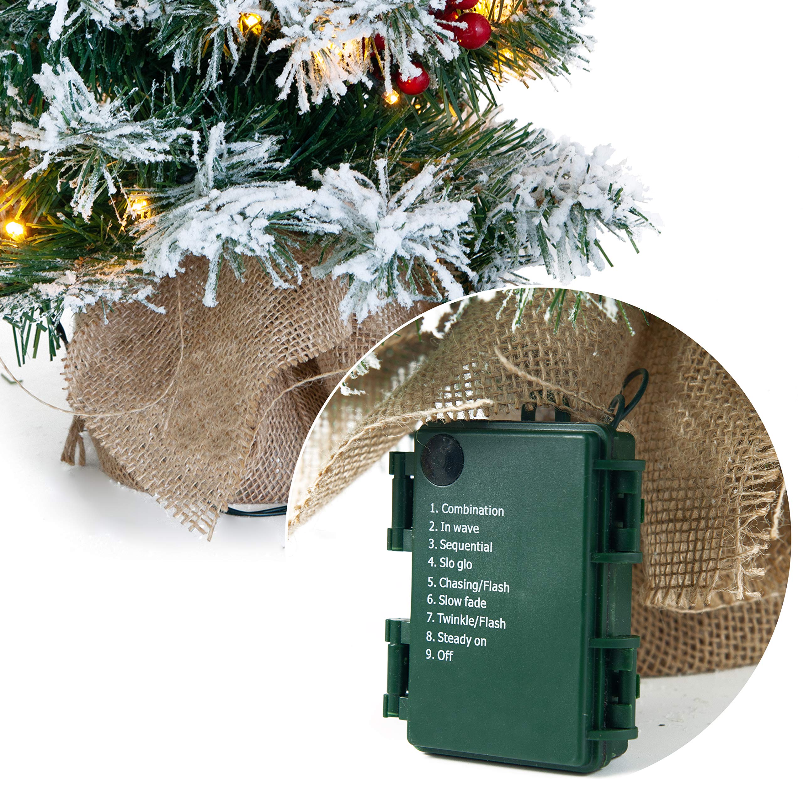 Joiedomi 20" Snow Flocked Prelit Tabletop Christmas Tree for Best Christmas Home Decorations (Battery Operated)