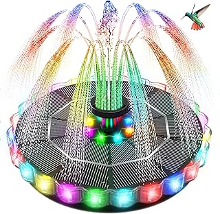 Solar Springbrunnen LED, Yzert 3.5 Solar Teichpumpe mit 2000mAh Batterie, 7 Düsen & 4 Fixe Rohre Solar Wasserpumpe Solar Schwimmender Solarbrunnen für Garten, Teich, Vogel-Bad