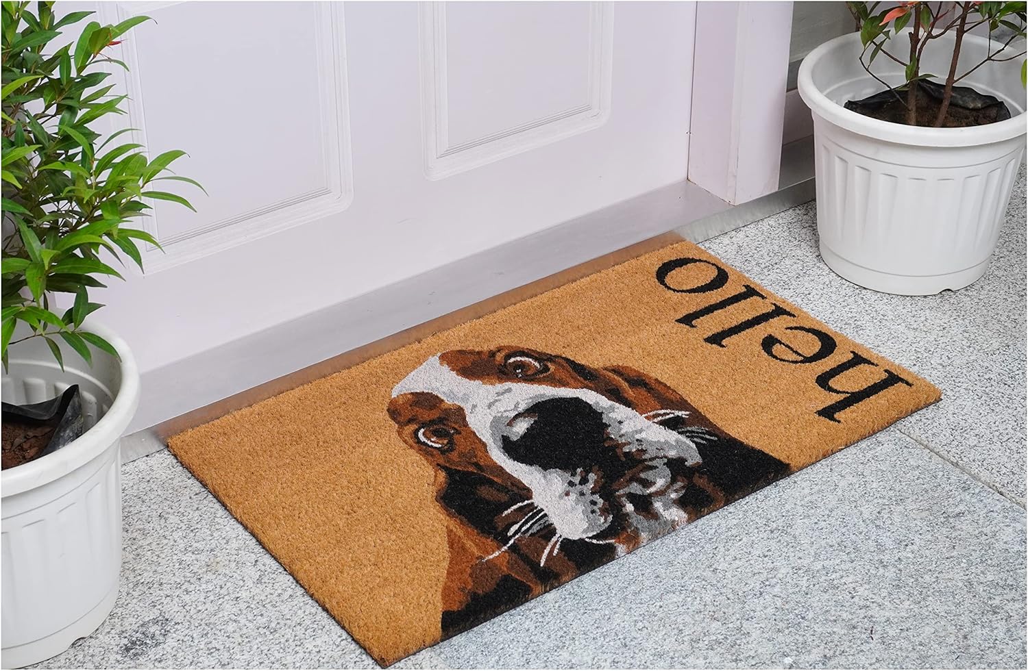 Calloway Mills Brown/White Basset Hound Doormat (17" x 29")