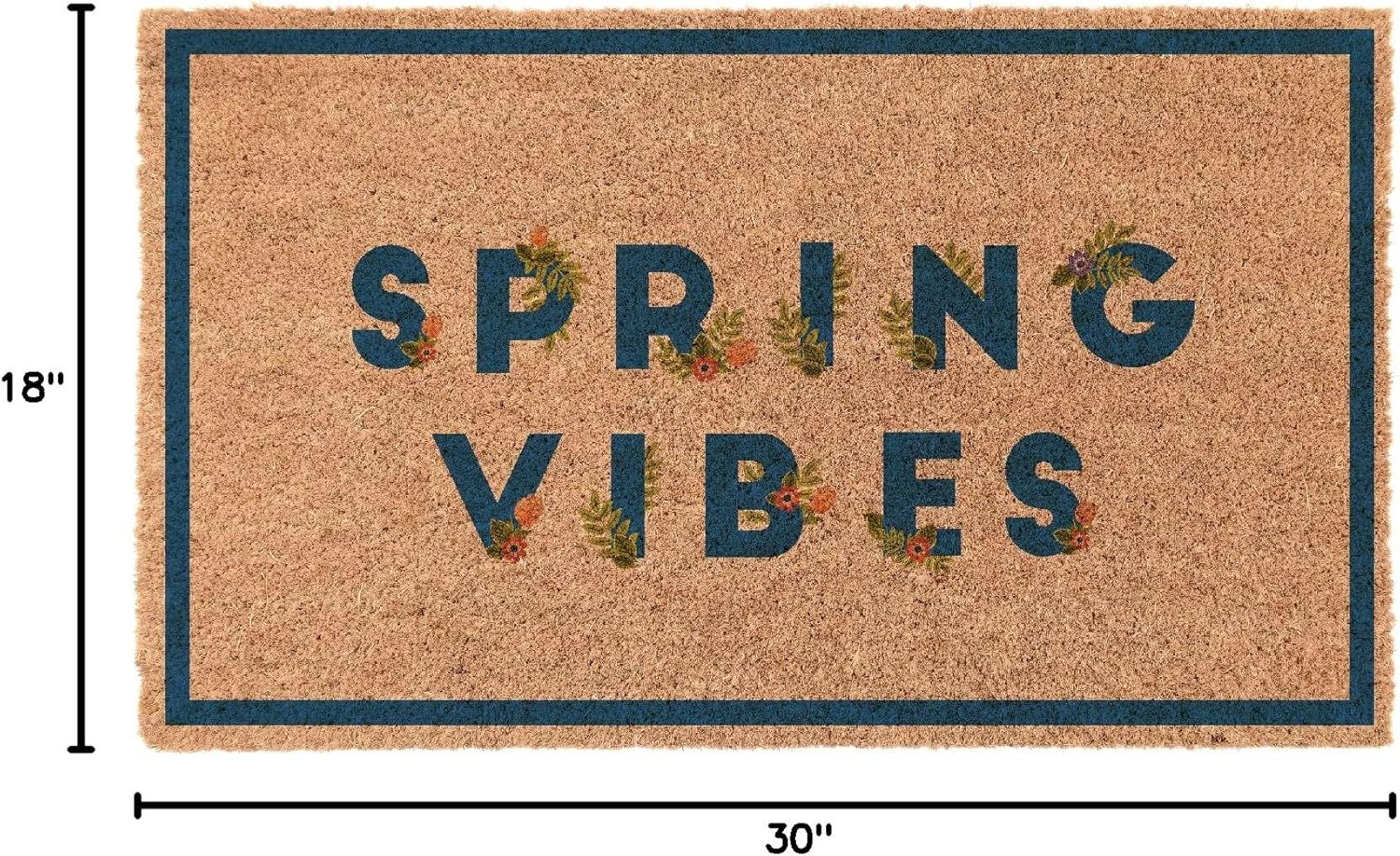 COCO MATS 'N MORE Spring Coir Doormat – Durable Coir Door Mat with Vinyl Backing, Stylish Outdoor Mat for Entryway, Porch Mat, and Front Door Mat (|18" X 30" | Spring Vibes | Made in USA)