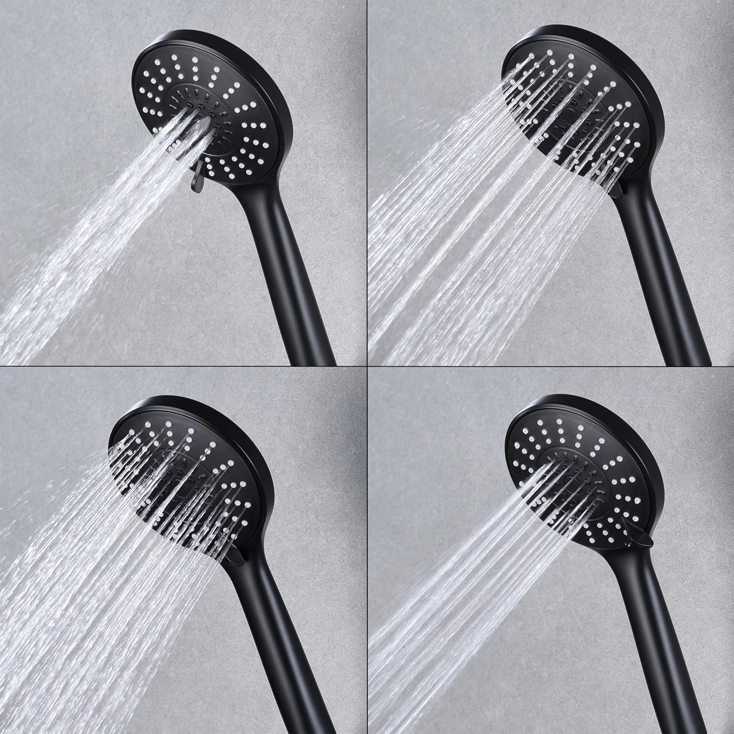 5 Spray Function Handheld Shower Head - High Pressure Bath Fixture, 4.4 Matte Black Finished