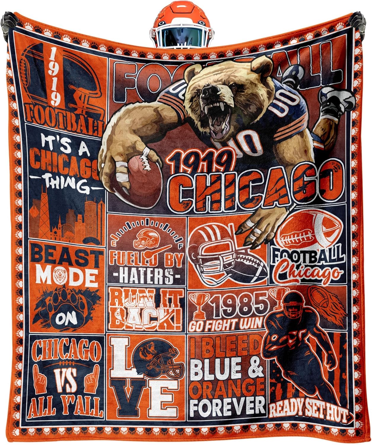Football Fans Gifts for Chicago, Blanket for Chicago, Throw Blanket for Couch, Cooling Blankets for Hot Sleepers, Throws 80"x60", Gifts for Men Women