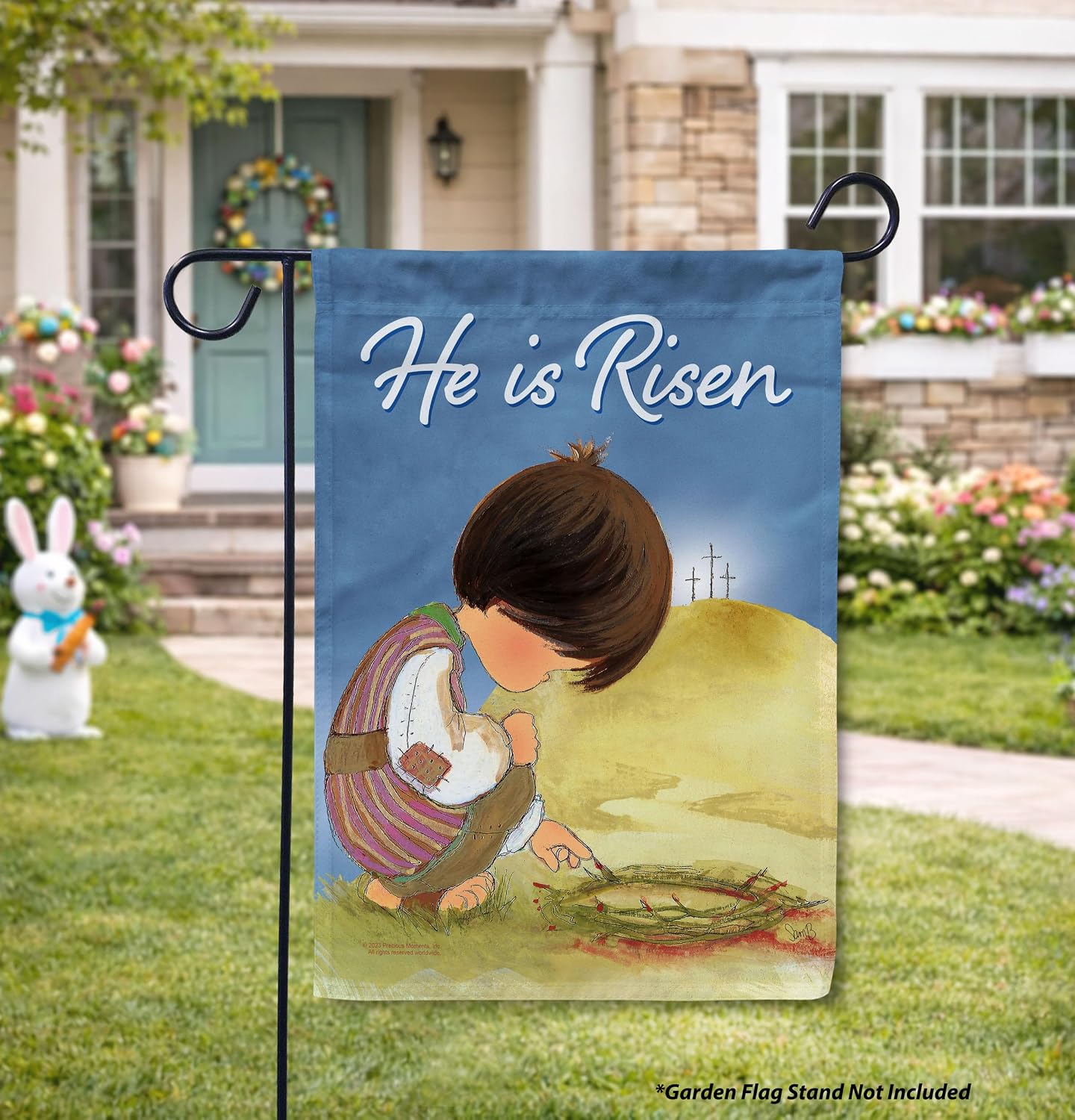 Flagology, Precious Moments Resurrection – Garden Flag 12" x 18", Outdoor Flag, Exclusive Premium Fabric, Licensed Precious Moments, Easter