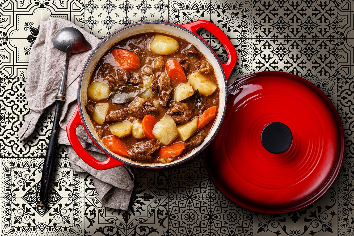 Heat Resistant Table Runner Trivet 53 x 14 Inch Protects Dining Table and Countertop from Heat and Scratch. Unique Design by an European Artist. Nobility 7297