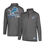 Ultra Game NFL Official Adults Super Soft Quarter Zip Long Sleeve T-Shirt - Unisex, Detroit Lions, Heather Charcoal, Medium