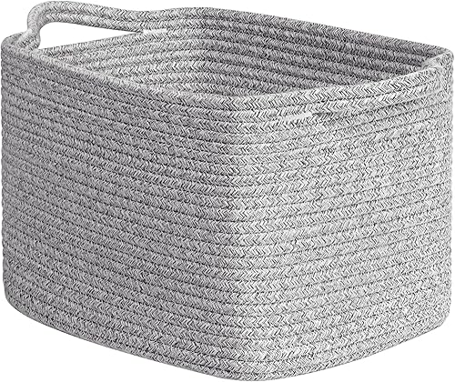 Miniatura 8 de INDRESSME Cesta de almacenamiento tejida blanca, cesta de regalo de bebé para guardería, cesta de ropa para estantes, cesta de lavandería pequeña,