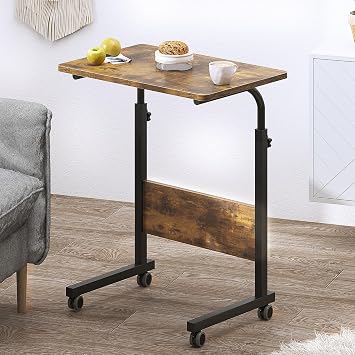DlandHome Rolling Desk Mobile Standing Desk Mobile Side Table 23.6 Inches w/Wheels Adjustable Movable Portable Laptop Computer Stand for Bed Sofa,DUS-05#1-60FG-FBA