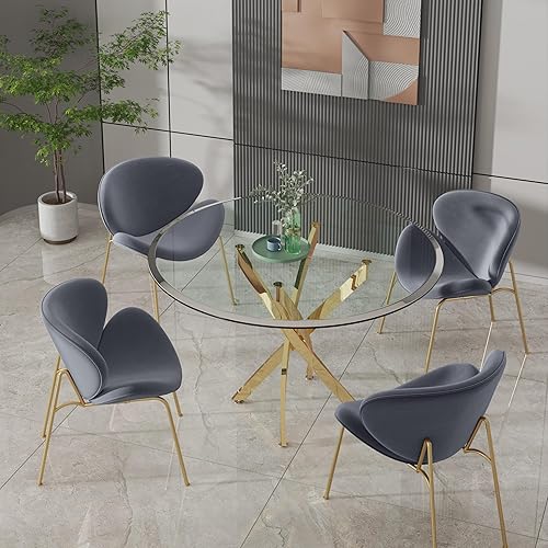 Miniatura 1 de Juego de 2 sillas de comedor modernas, sillas decorativas de terciopelo, sillas de ocio para sala de estar, silla auxiliar tapizada con patas de