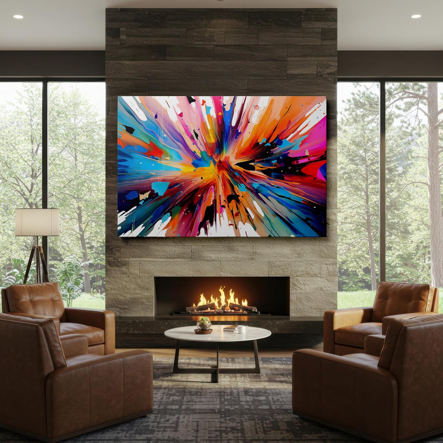 Canvas for Living Room. Exploding Colors of Creativity: A Digital Painting of Dynamic Vitality and Diverse Beauty, 27 x 18 inch Canvas Wall Art - Contemporary Masterpieces - Modern Home Decor