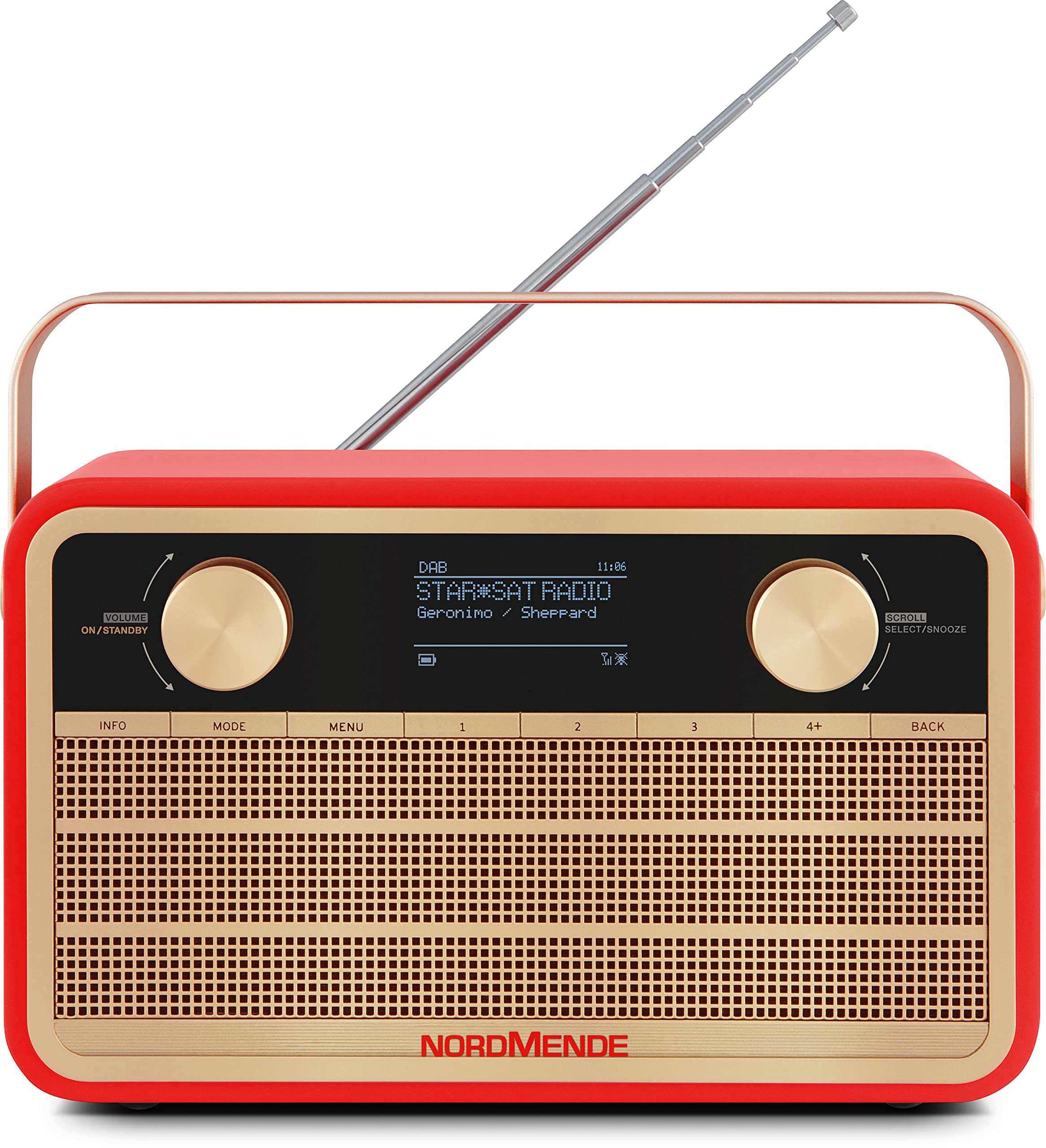 Nordmende Transita 120 Radio DAB+ Portatile - Design Retrò, Batteria 24h, Sveglia, FM - Rosso - Foto 3