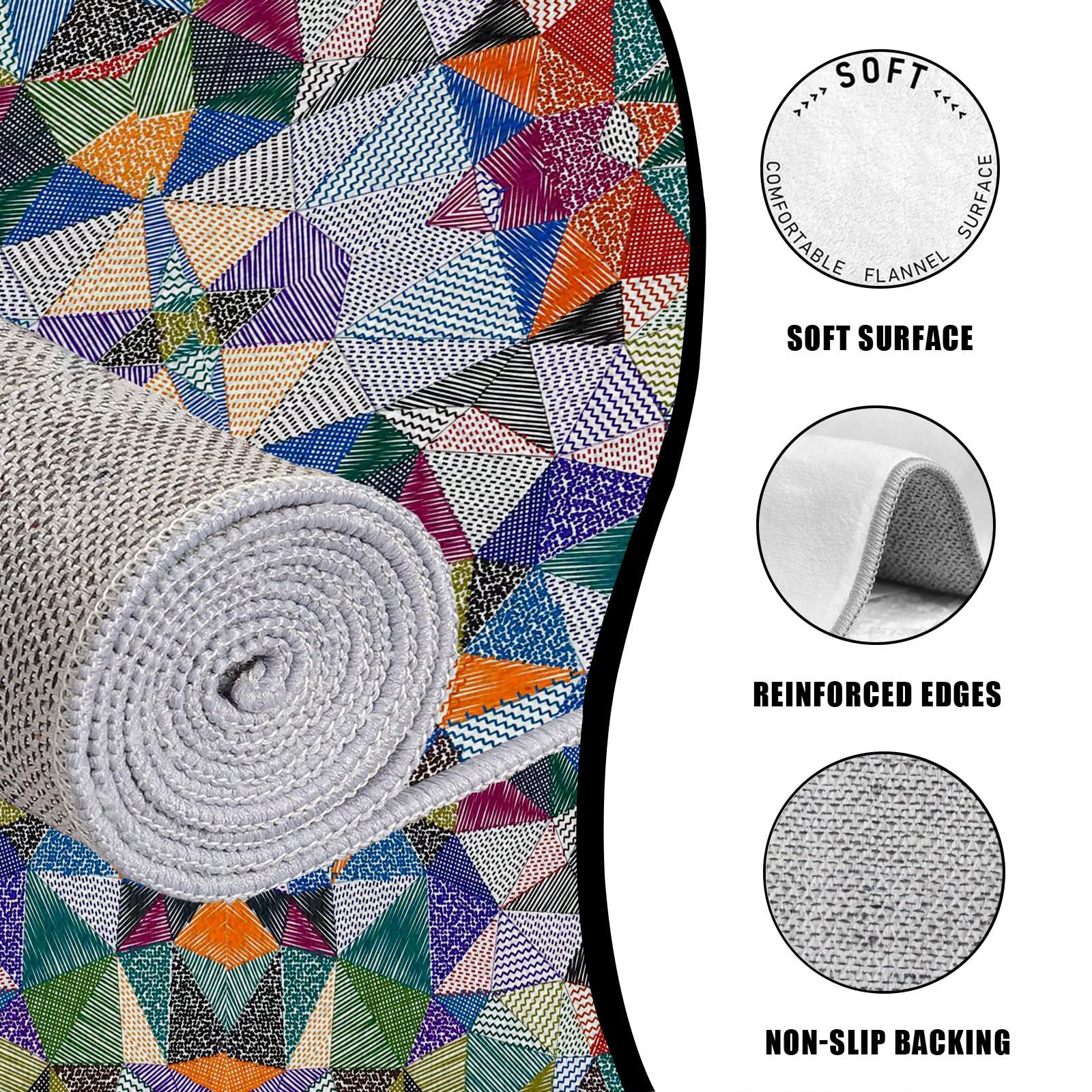 Bunt Abstrakte Teppich Wohnzimmer | Geometrisch Modern Teppich Groß 200x290 cm, Mehrfarbig Aesthetic Teppiche für Esszimmer, Schlafzimmer Bettvorleger Kurzflor