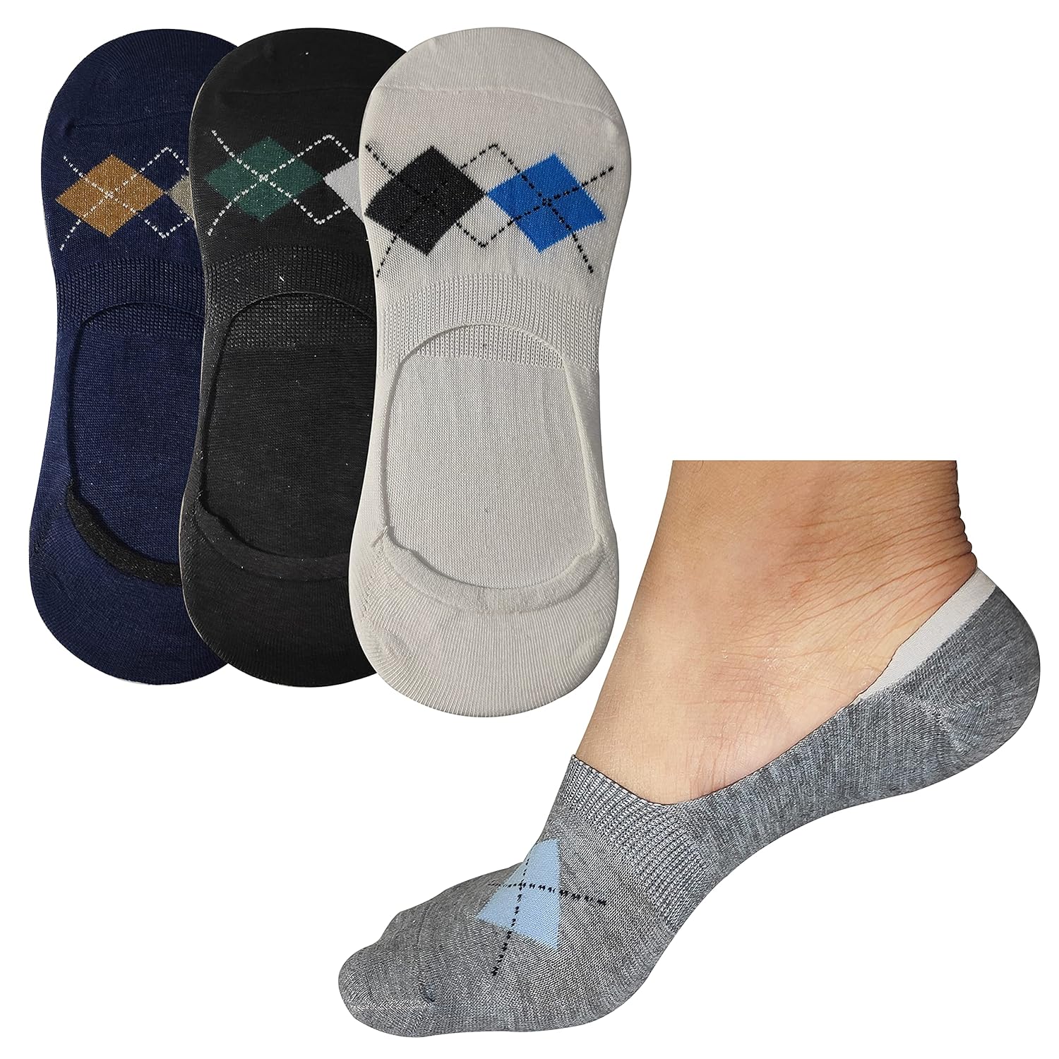 Buy MJE Men's Cotton No Show Socks with Anti Slip Silicon System Pack