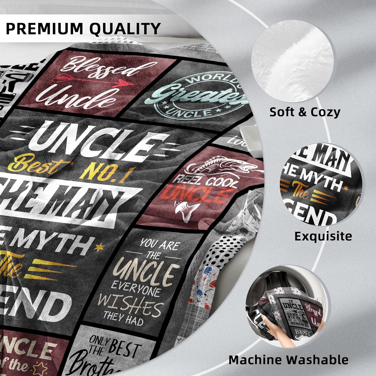 Uncle Gifts - Gifts for Uncle - Uncle Birthday Gifts from Niece - Best Uncle Ever Gifts - Birthday Gift for Uncles from Nephew - Funny Uncle Gift Throw Blanket 60"X 50" - Image 8