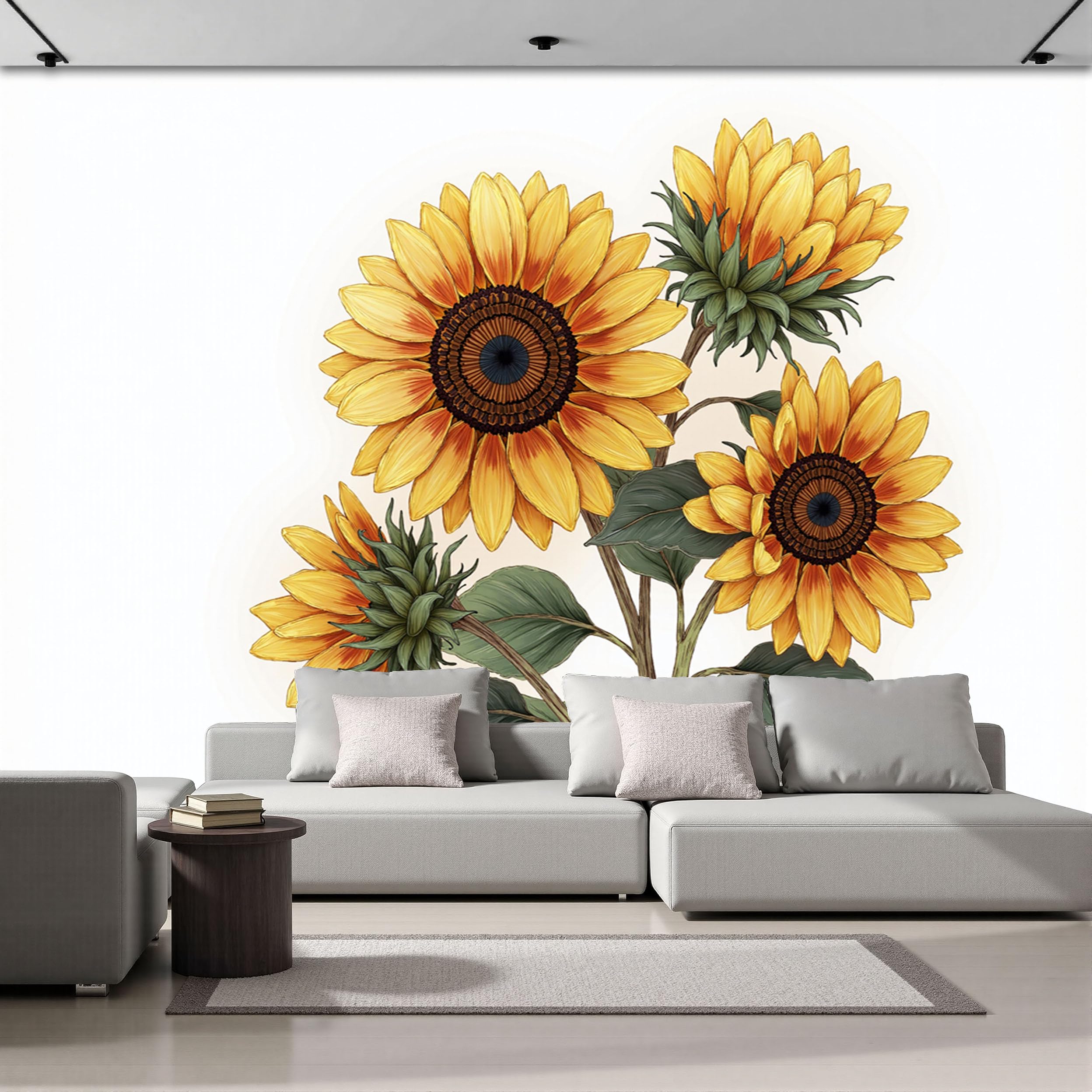 Papel tapiz de girasol decorativo para pared de dormitorio y sofa de salon