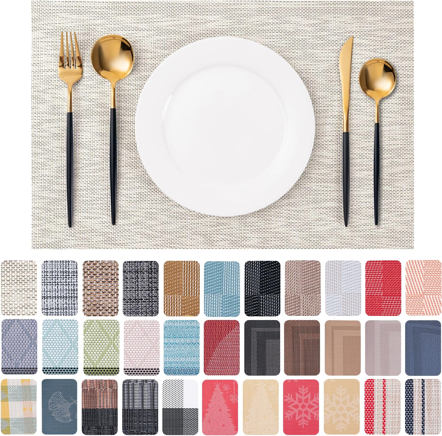Placemats Set of 4 Washable Indoor(Beige)