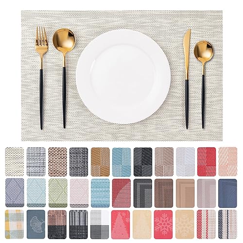 CADONO Placemats Set of 4 Washable Indoor/Outdoor Vinyl Place Mats