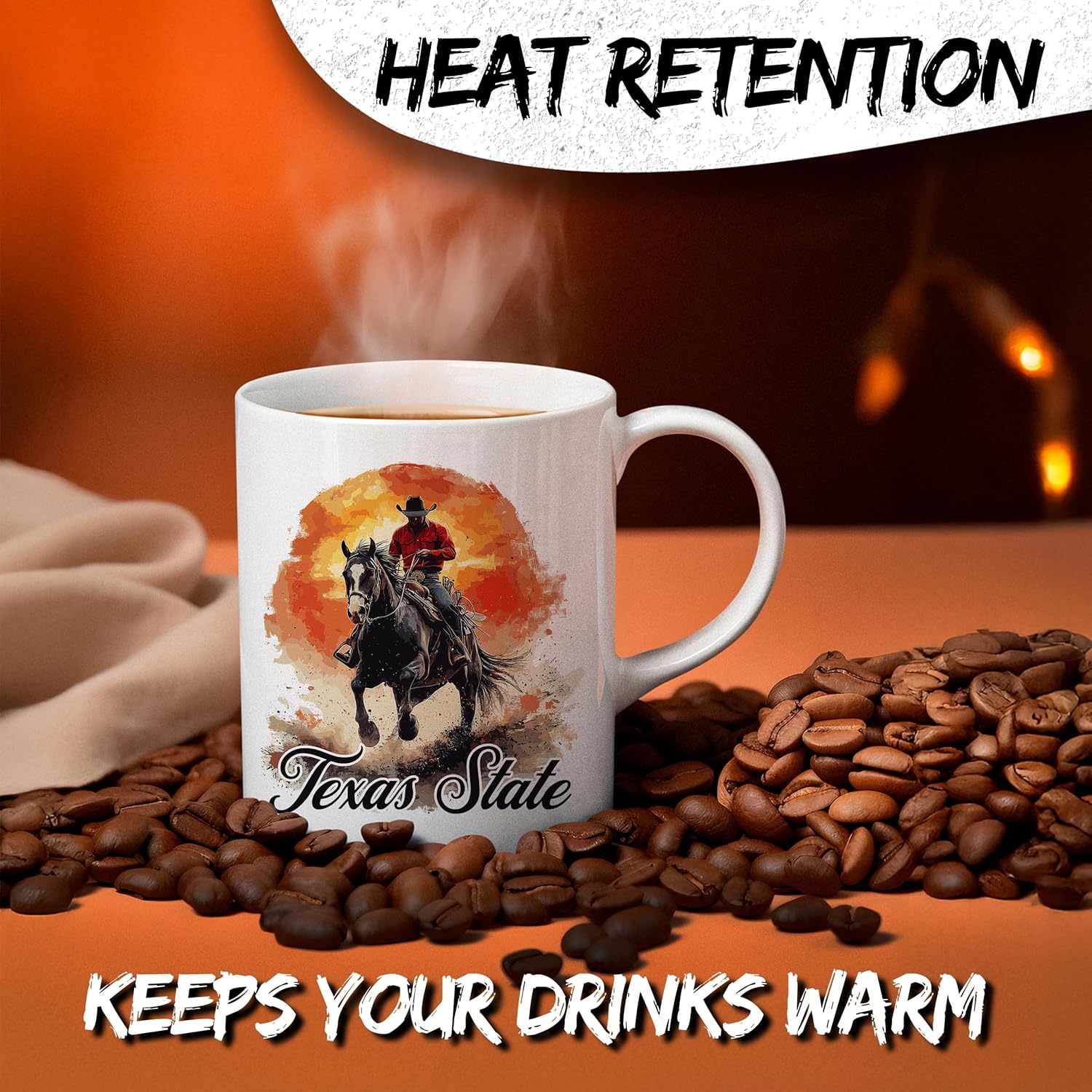 Texas State Ceramic Coffee Mug 11oz Lone Star State - Tea Coffee Mug with Comfortable Grip - Unique Travel Gift Cup for Office or Home - Vibrant Long-Lasting Print ID44991 - Image 3