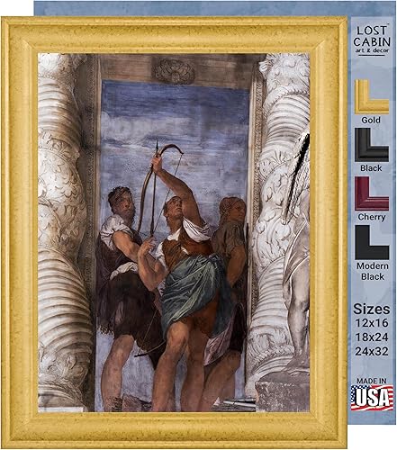 Vista 10 de Lost Cabin Three Archers de Paolo Verones Impresión en marco biselado negro Reproducción de pinturas de obras de arte finas Póster decorativo