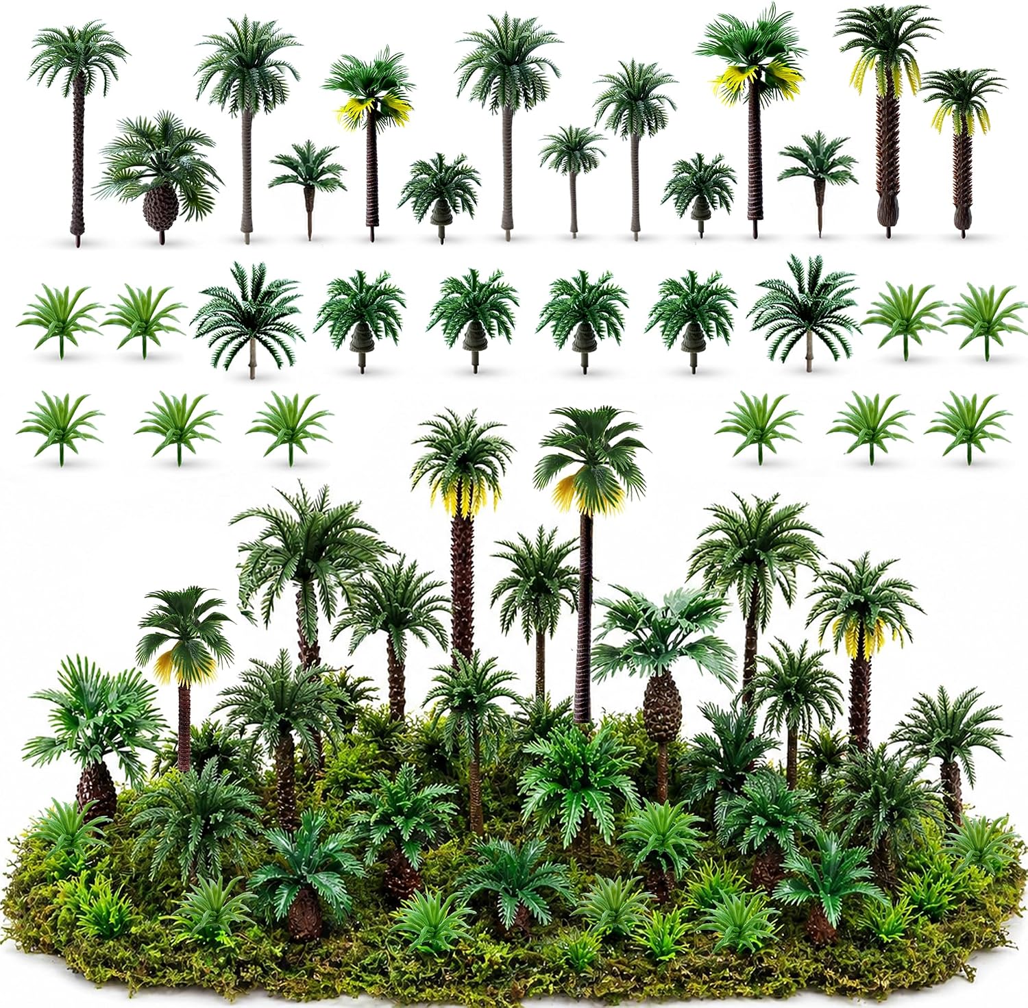 26 Pcs Miniature Palm Tree Model Set Model Tropical Coconut Palm Tree Cake Topper Diorama Trees for DIY Scenery Landscape Fairy Garden
