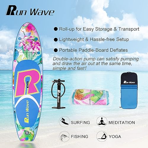 Vista 5 de Inflatable Stand Up Paddle Board 11'×33''×6''(6'' Thick) Non-Slip Deck with Premium SUP Accessories Wide Stance, Bottom Fins for Surfing Control