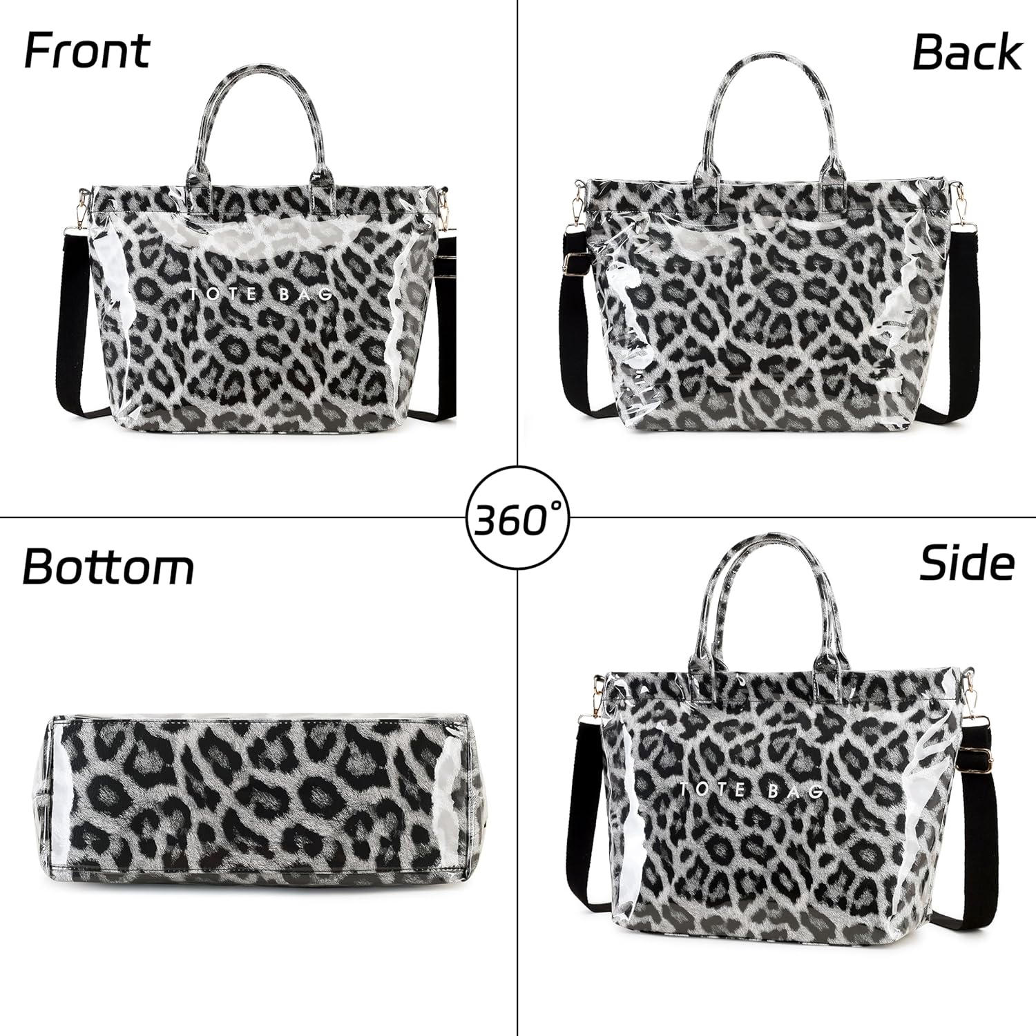GISMTR Large PVC Tote Bag for Women Letters Print Handbags Kraft Paper Shoulder Bag for Work Travel