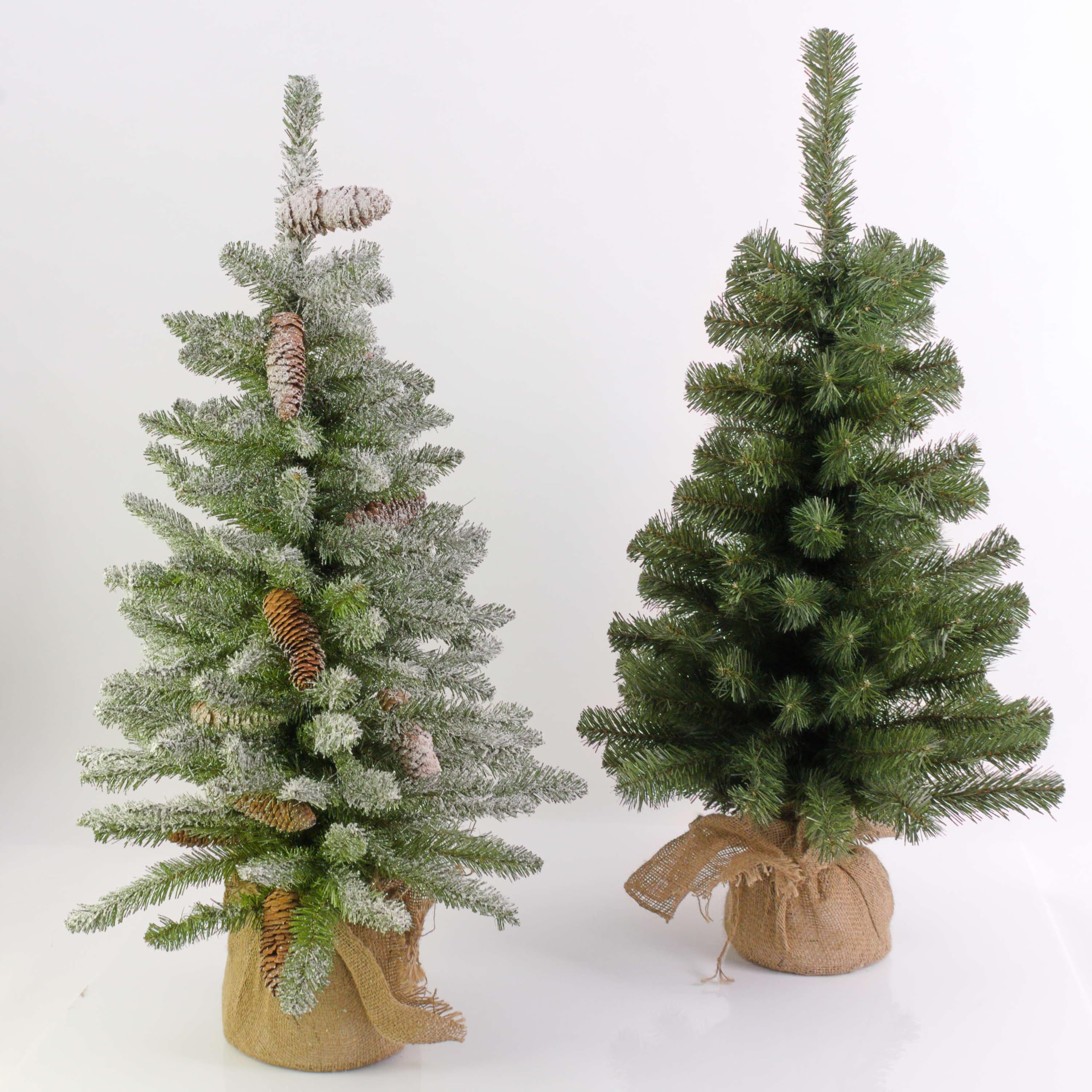 artplants.de Mini Christbaum Wien im Jutesack, beschneit, 60cm, Ø 40cm