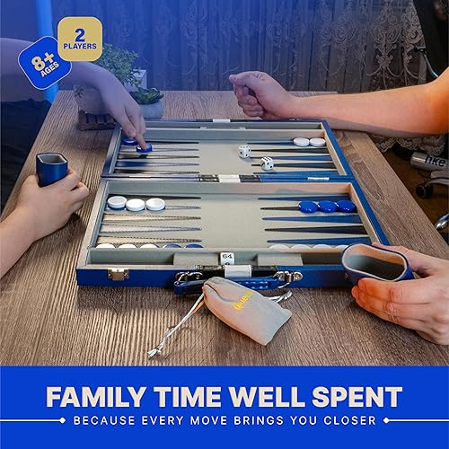 Miniatura 8 de Backgammon Sets para adultos  Juego de mesa de cuero sintético de 15 pulgadas  Juego clásico de backgammon de viaje para 2 jugadores con 32 piezas