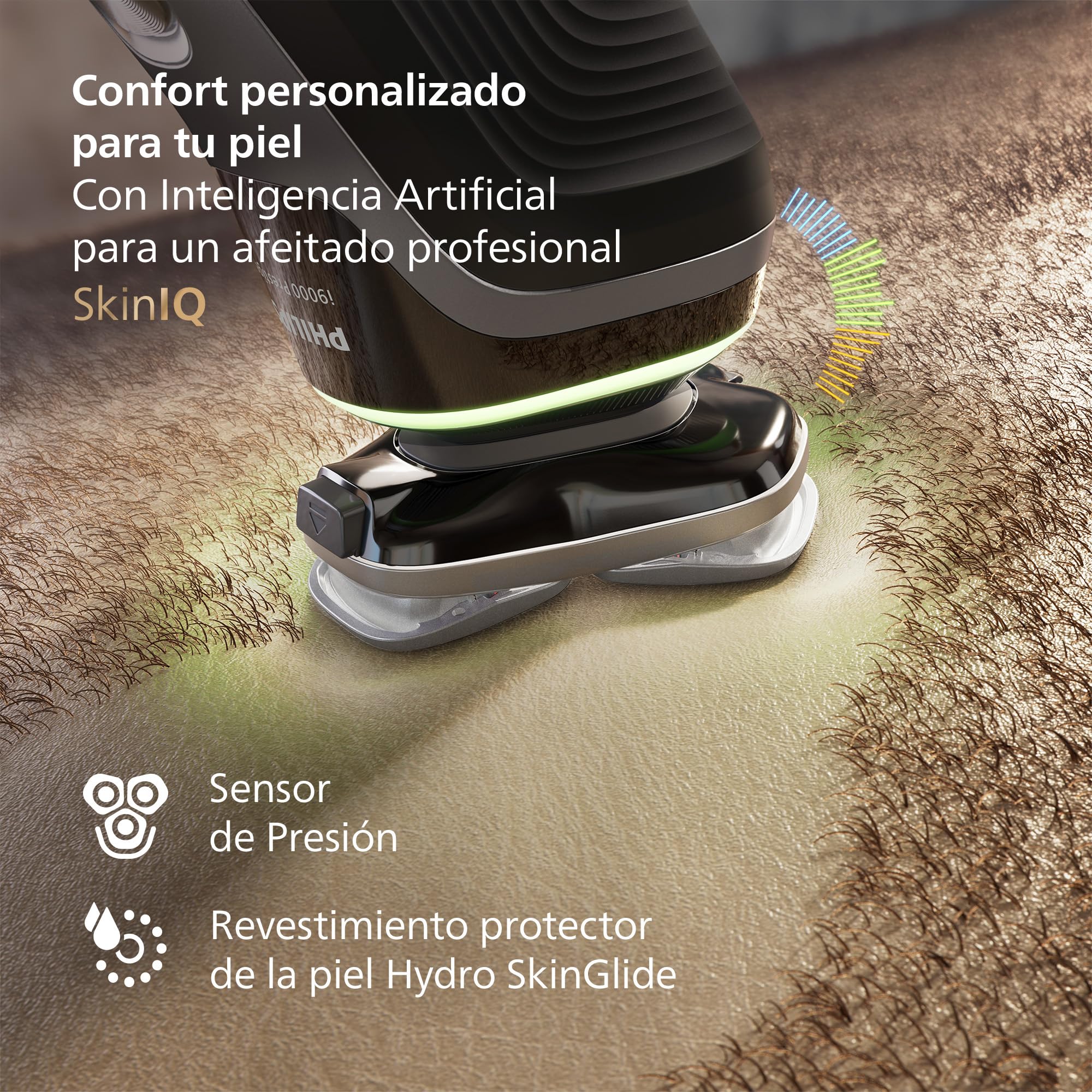 Philips i9000 Prestige, Afeitadora Eléctrica Hombre, Máquina de Afeitar Barba en Seco y Mojado, Tecnología SkinIQ, Base de Carga, Recargable, Estuche, Centro de limpieza, Recortador, XP9202/33
