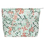 PAZIMIIK Makeup Bag Large Cotton Zipper Pouch for Purse Travel Canvas Make Up Organizer for Women Cosmetic,Brocade Green