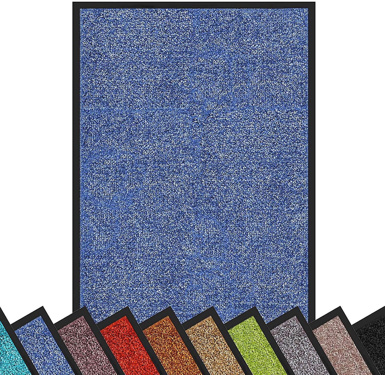 Etm Blue Dirt Trapper Mat, Non-Slip Cleaning Entrance Mat, Doormat For Homes And Businesses, Machine Washable Door Mat, Dust Control Entrance Runner, Cornflower /, 90 X 120 Cm