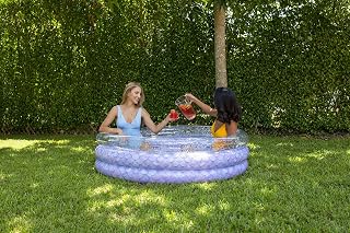 PoolCandy Mermaid Print Inflatable Toys Collection of Pool Floats, Beach Balls, Sunning Pools, Rafts & More. (Mermaid with Glitter Inflatable Sunning)