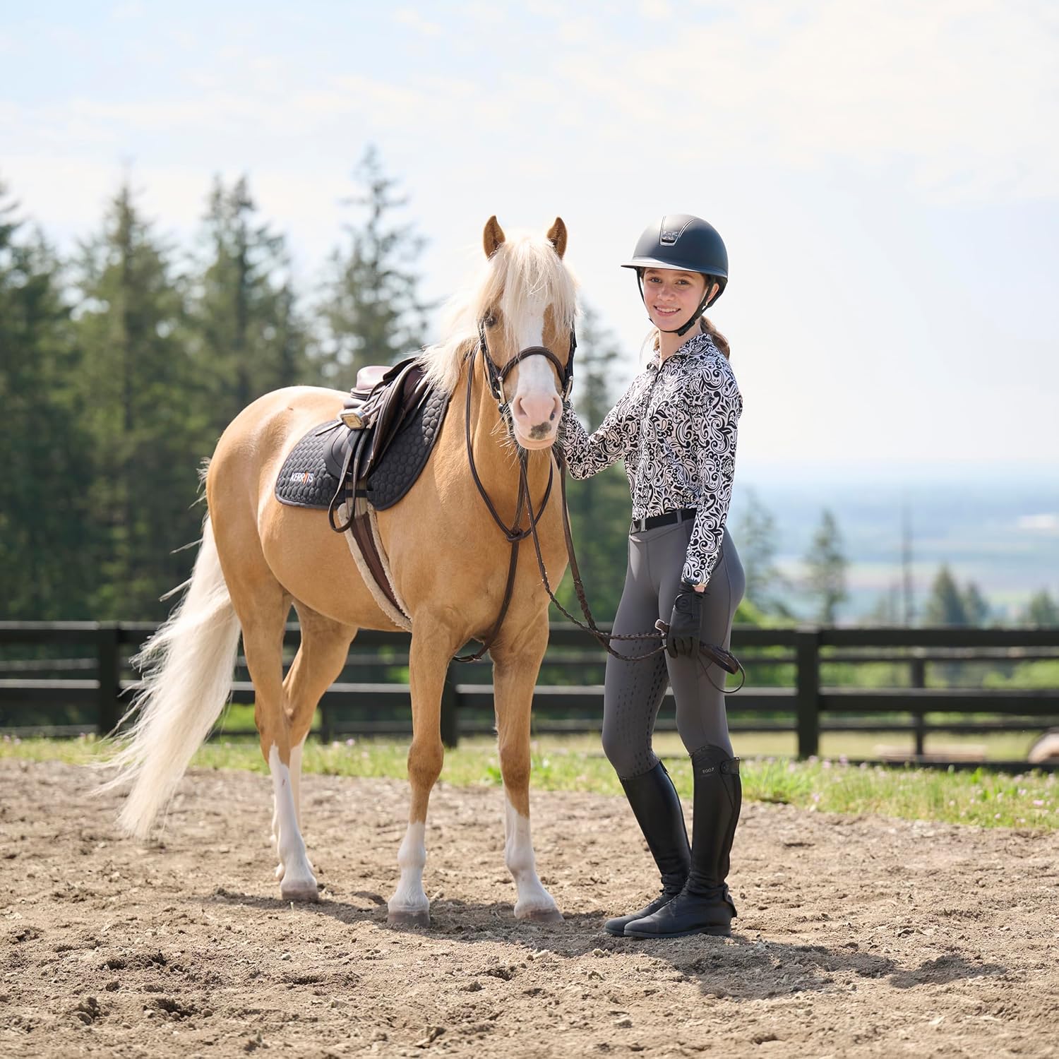 Kerrits Kids EquiBreeze Ice Fil Long Sleeve Equestrian Shirt – Cooling Kids Sun Protection Top Horse Riding, Outdoor Sports