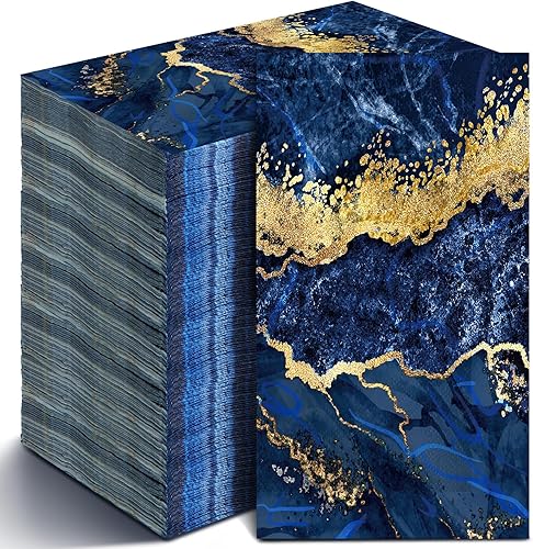 Vista 15 de Geyoga 200 servilletas de mármol desechables de 2 capas para invitados, toallas de mano marmoleadas negras y doradas, para el hogar, baño, cocina