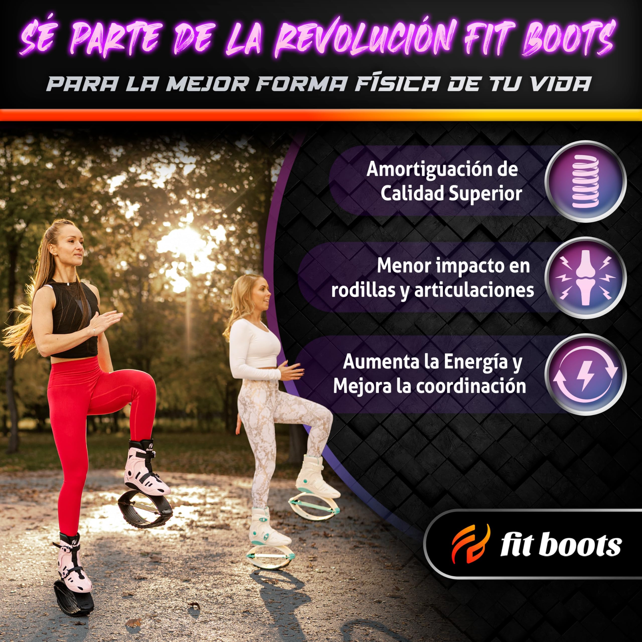 FIT BOOTS - Botas de Rebote de Nueva Generación, Originales Botas de Saltar de la Comunidad Internacional de Entrenamiento FitBoots Que Revolucionan tu Fitness, Zapatos Jump Boots