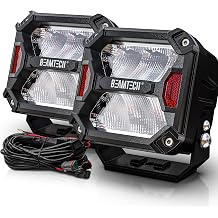 BEAMTECH 4 Inch 120W 14400LM White LED Pods Spot Flood Combo Work Light with Wiring Harness Driving Off Road Lights for Truck SUV ATV UTV
