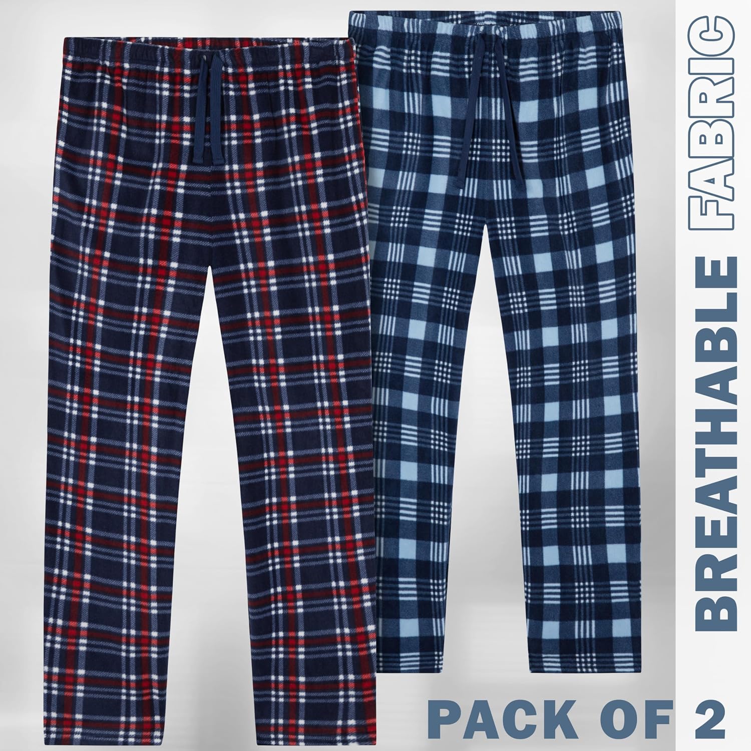 Get Trend 2 Pack Pajama Pants for Men, Teens, Lounge Pants with Drawstring Waist, Comfy Sleepwear, Loungewear, Gifts for Men