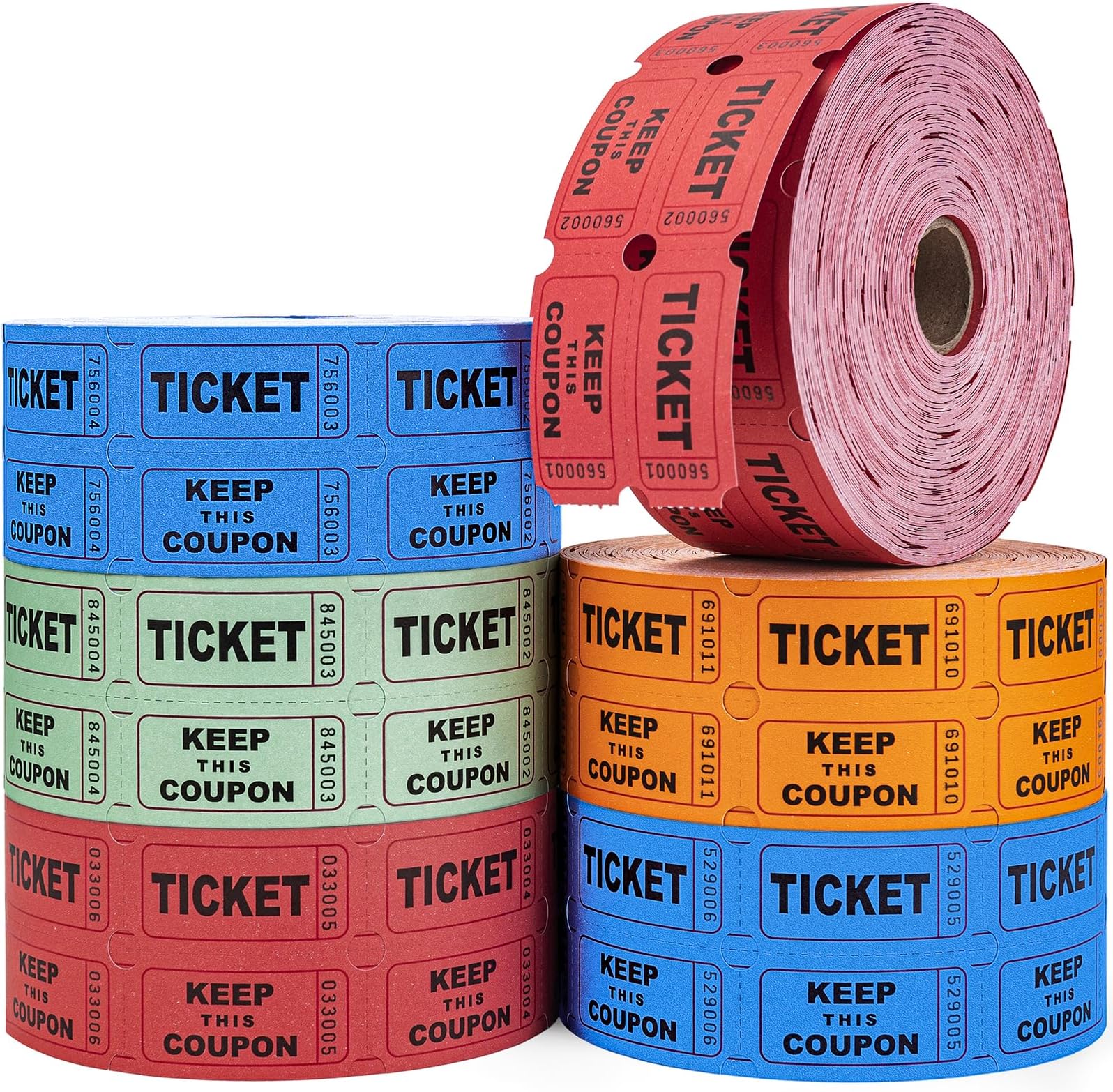 Roll Up Raffle Raffle Tickets Bulk 2000 Green Raffle Tickets On Double Roll - 4 Color ...
